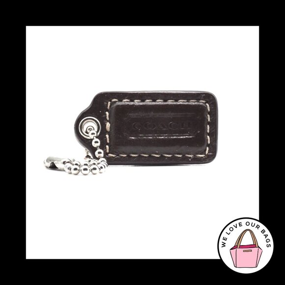 1.5" Small COACH Mahogany Brown Leather Nickel Fob Bag Charm Keychain Hang Tag - Picture 1 of 1